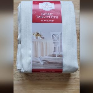 Holiday Time 70" Round Tablecloth With Gold & Silver Threading